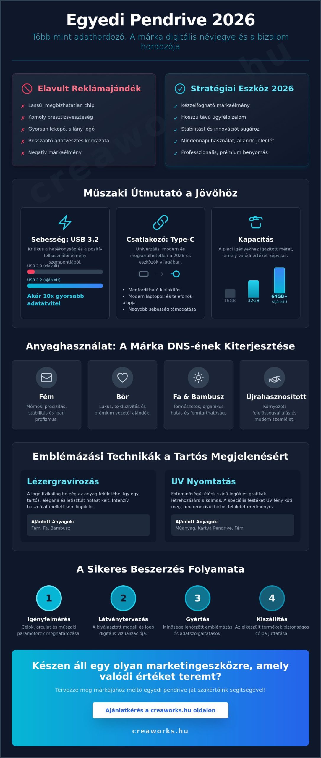 Egyedi pendrive választási útmutató 2026: Technológia, stílus és márkaépítés